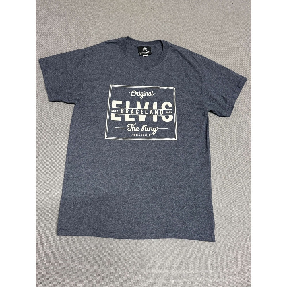 Elvis Presley Graceland Mens M T Shirt The King Est 1939 Heather Navy